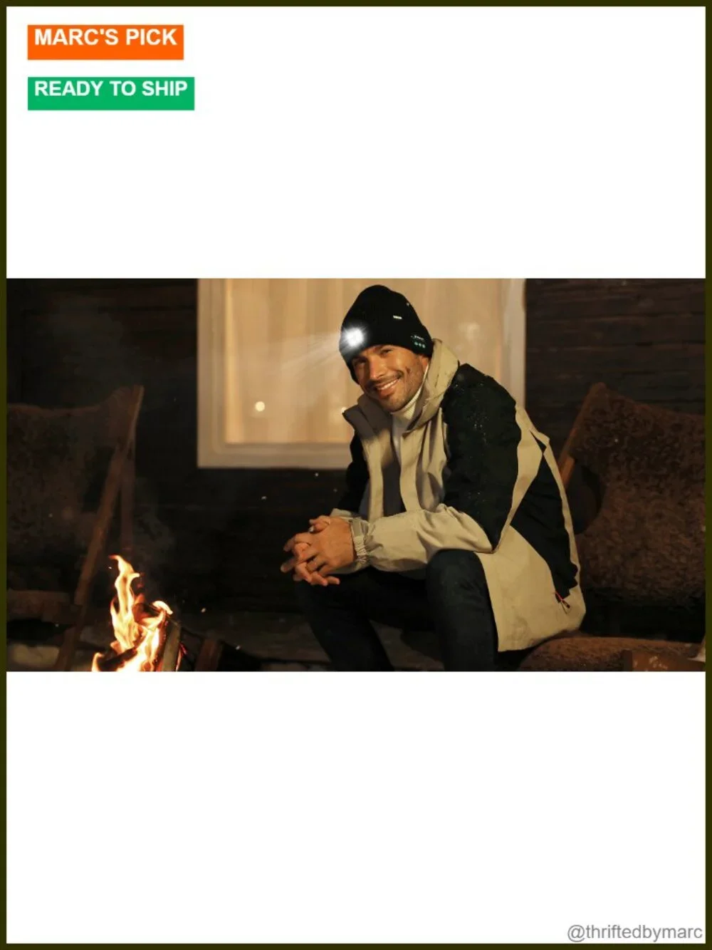 Fleece Lined Bluetooth LED Beanie with Speaker Mic, Hands-Free Light, Winter